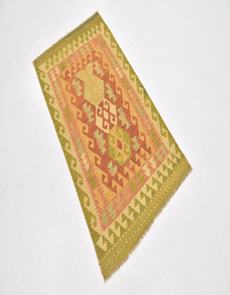 Detail image of  2' 7 x 4' 4  Hand Woven Kilim Waziri Wool Rug