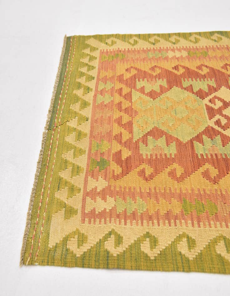 Detail image of  2' 7 x 4' 4  Hand Woven Kilim Waziri Wool Rug