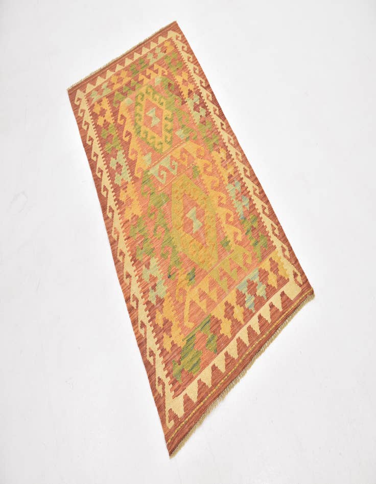 Detail image of  2' 10 x 4' 10  Hand Woven Kilim Waziri Wool Rug