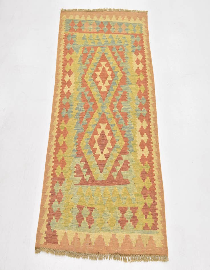 Detail image of  2' 8 x 4' 2  Hand Woven Kilim Waziri Wool Rug