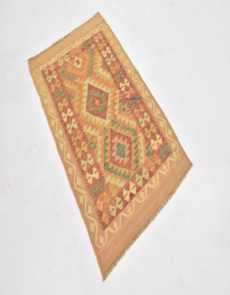 Detail image of  2' 7 x 4' 2  Hand Woven Kilim Waziri Wool Rug