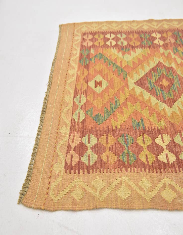 Detail image of  2' 7 x 4' 2  Hand Woven Kilim Waziri Wool Rug