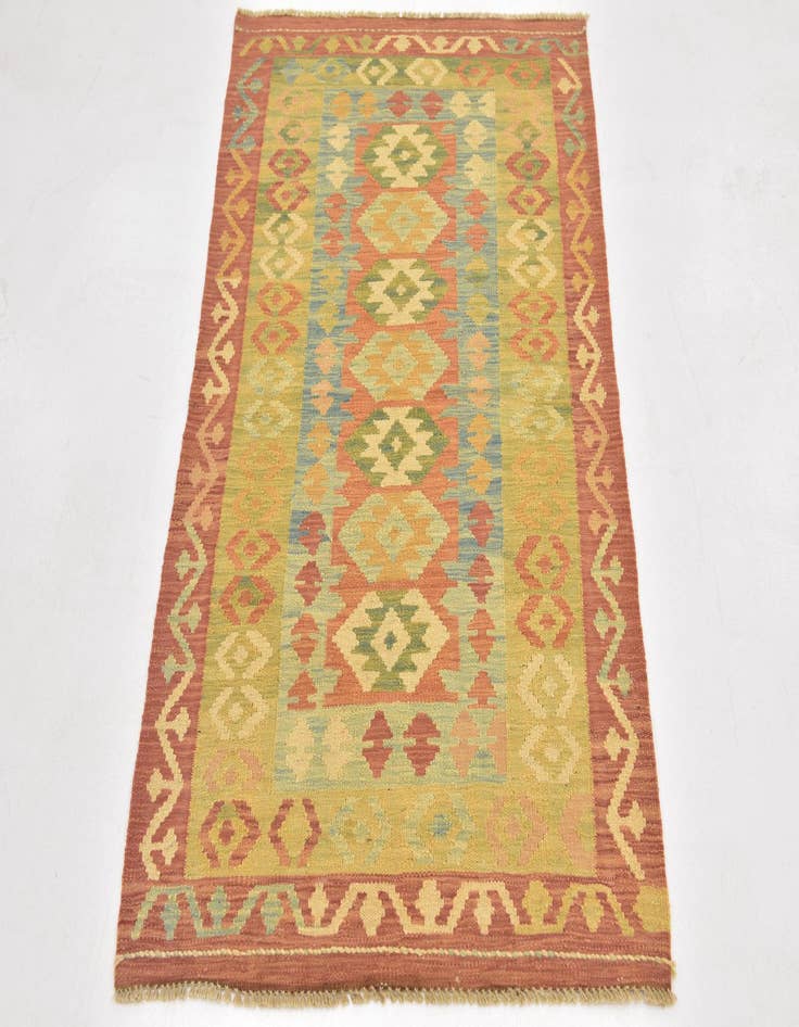 Detail image of  2' 9 x 4' 4  Hand Woven Kilim Waziri Wool Rug