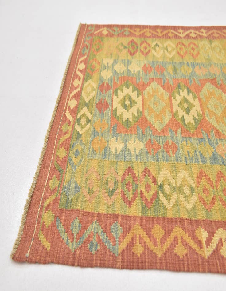 Detail image of  2' 9 x 4' 4  Hand Woven Kilim Waziri Wool Rug