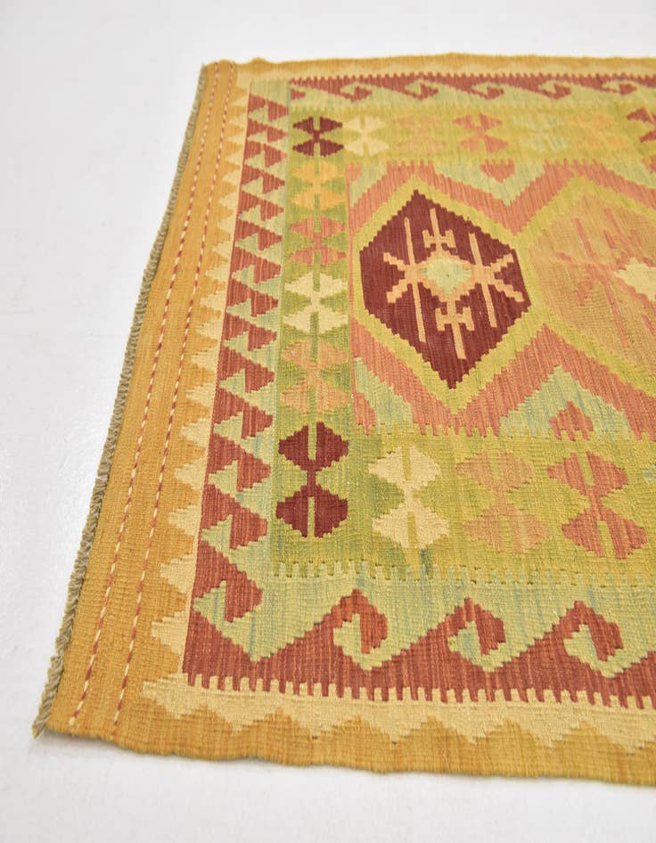 Detail image of  3' 3 x 5'  Hand Woven Kilim Waziri Wool Rug