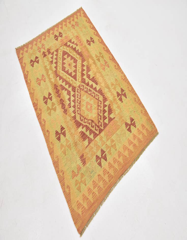 Detail image of  3' 3 x 4' 9  Hand Woven Kilim Waziri Wool Rug