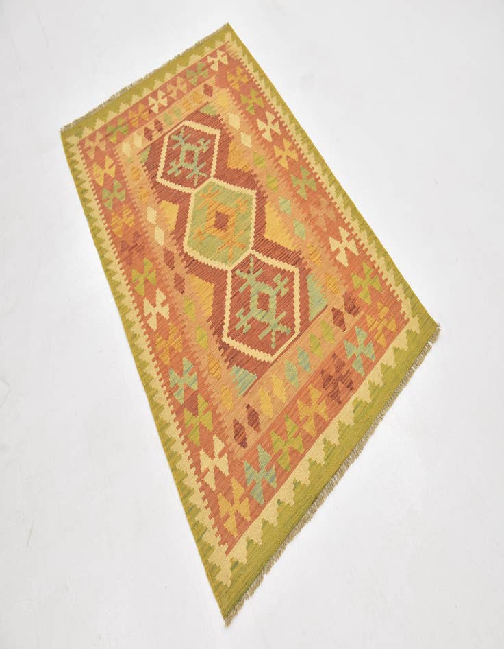 Detail image of  3' 3 x 5'  Hand Woven Kilim Waziri Wool Rug