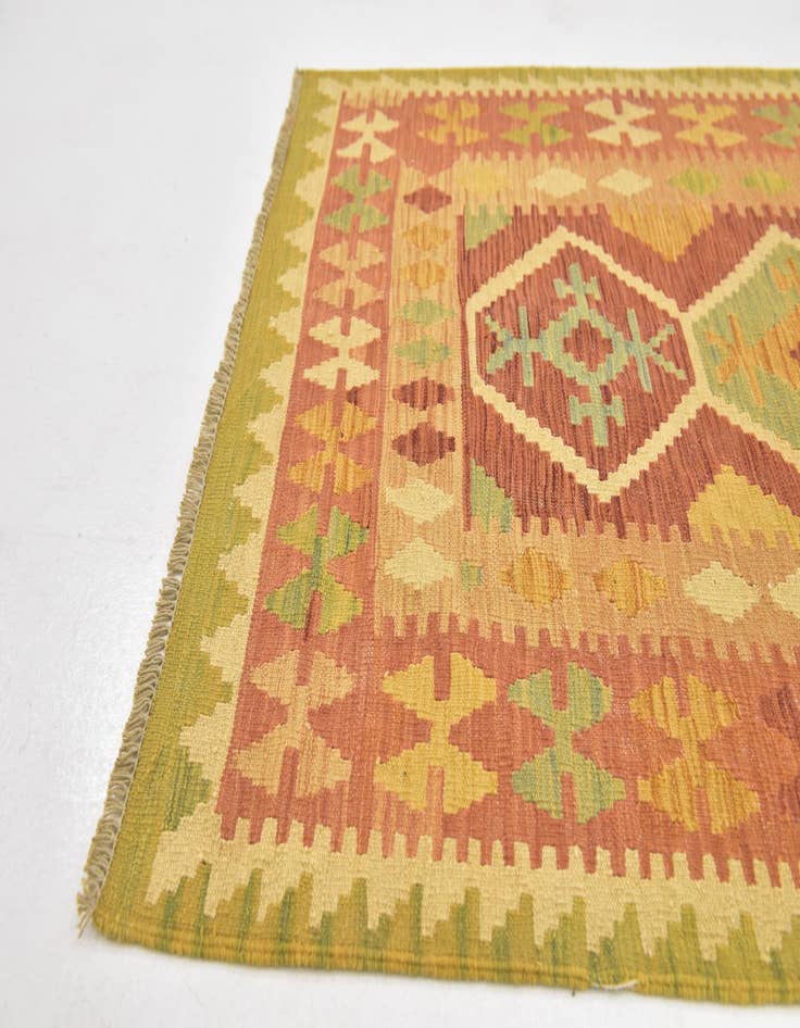 Detail image of  3' 3 x 5'  Hand Woven Kilim Waziri Wool Rug