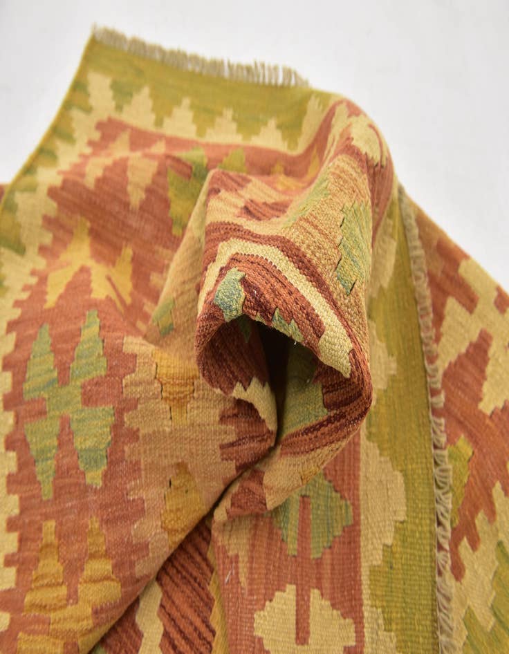 Detail image of  3' 3 x 5'  Hand Woven Kilim Waziri Wool Rug