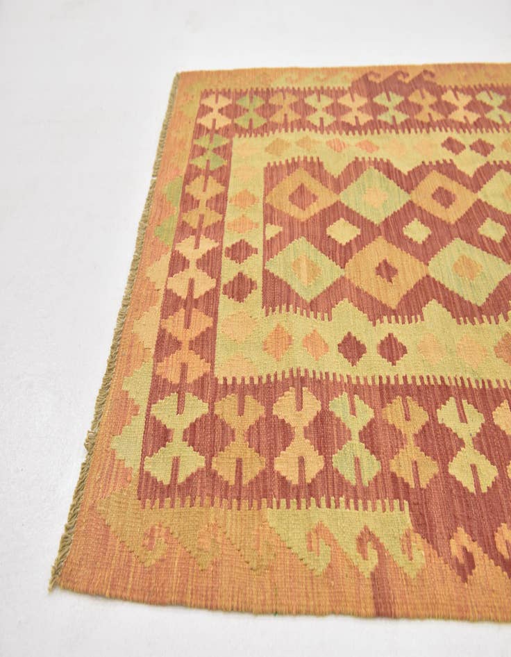 Detail image of  3' x 4' 10  Hand Woven Kilim Waziri Wool Rug