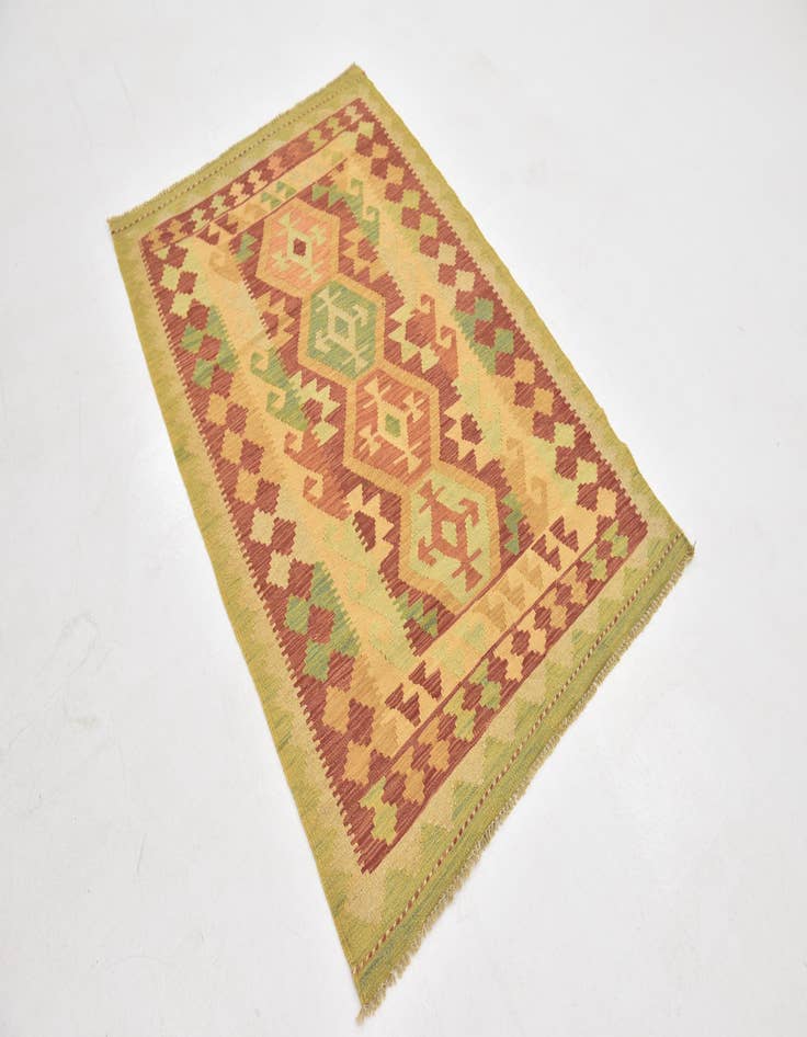 Detail image of  3' 4 x 5' 2  Hand Woven Kilim Waziri Wool Rug