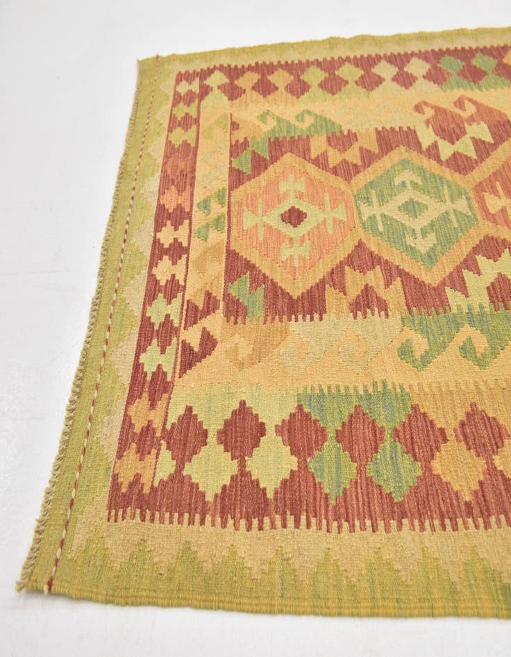 Detail image of  3' 4 x 5' 2  Hand Woven Kilim Waziri Wool Rug