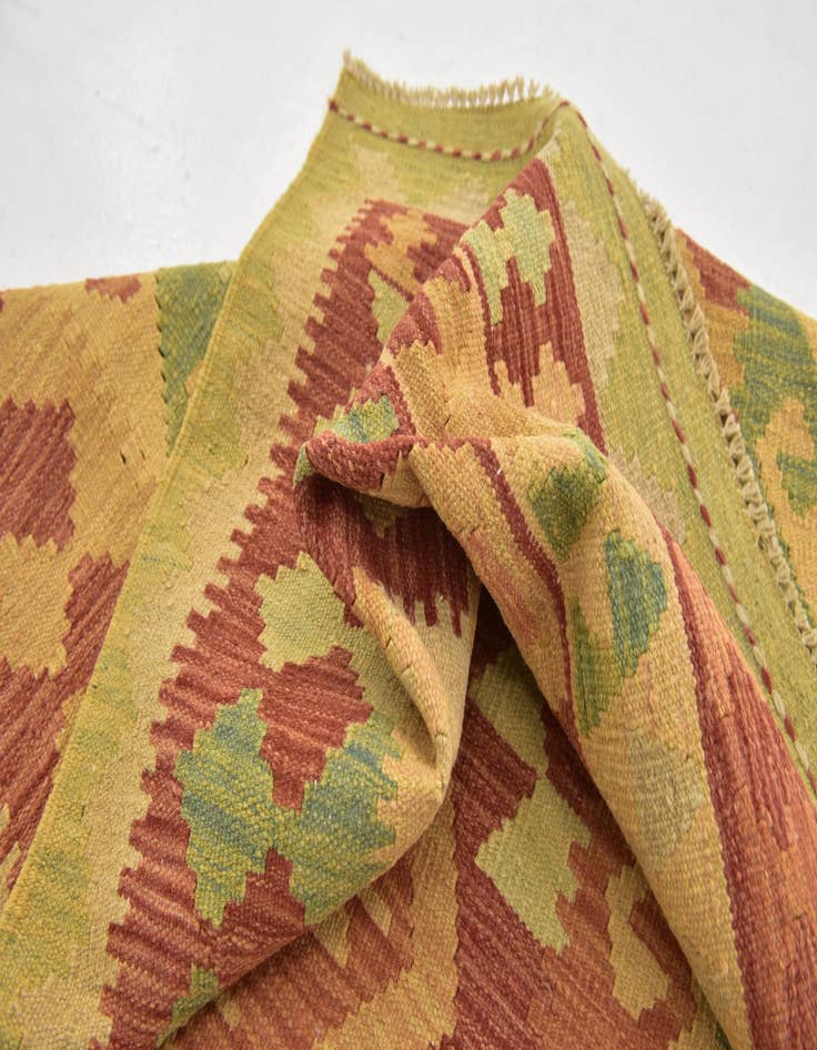 Detail image of  3' 4 x 5' 2  Hand Woven Kilim Waziri Wool Rug