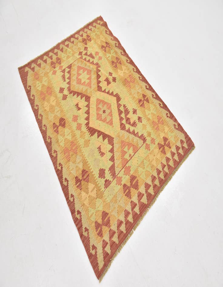 Detail image of  3' 5 x 4' 10  Hand Woven Kilim Waziri Wool Rug