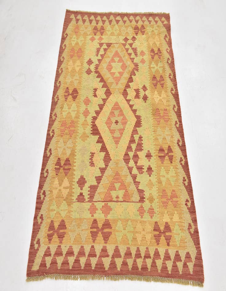 Detail image of  3' 5 x 4' 10  Hand Woven Kilim Waziri Wool Rug