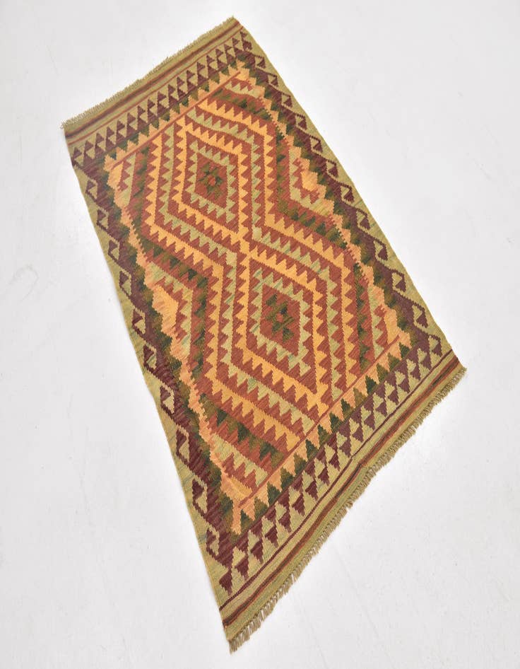 Detail image of  3' x 4' 5  Hand Woven Kilim Waziri Wool Rug