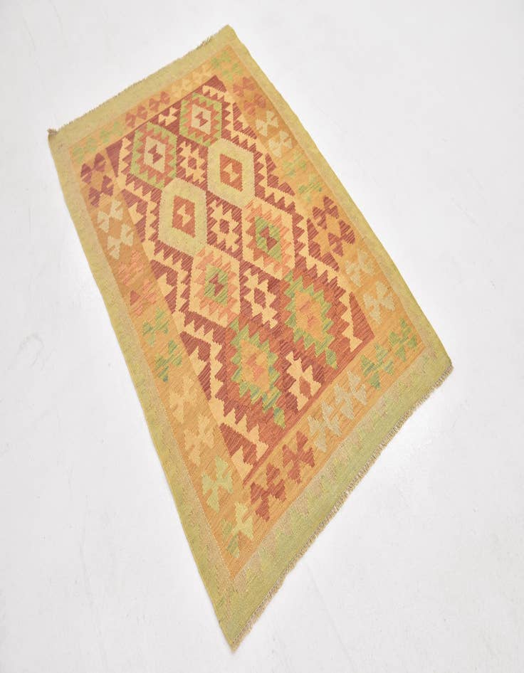 Detail image of  3' 4 x 5'  Hand Woven Kilim Waziri Wool Rug