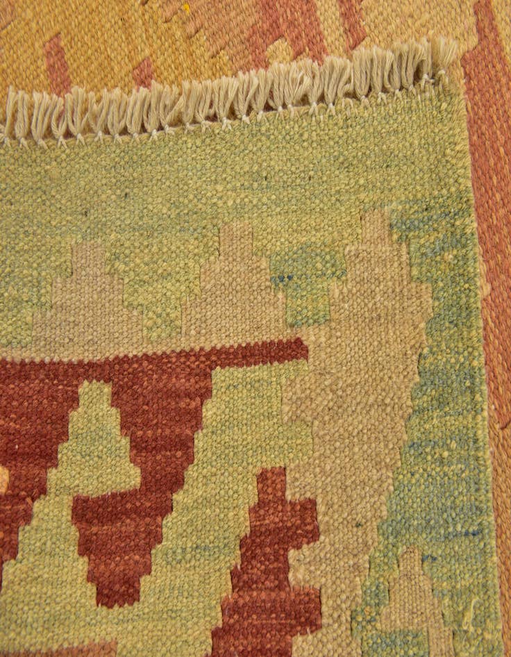 Detail image of  3' 2 x 4' 10  Hand Woven Kilim Waziri Wool Rug