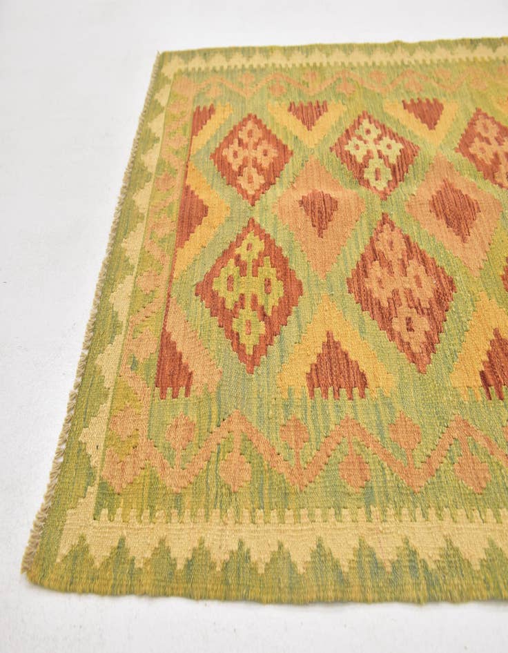 Detail image of  3' x 5'  Hand Woven Kilim Waziri Wool Rug