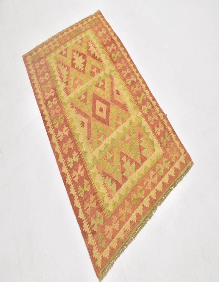 Detail image of  3' 4 x 5'  Hand Woven Kilim Waziri Wool Rug