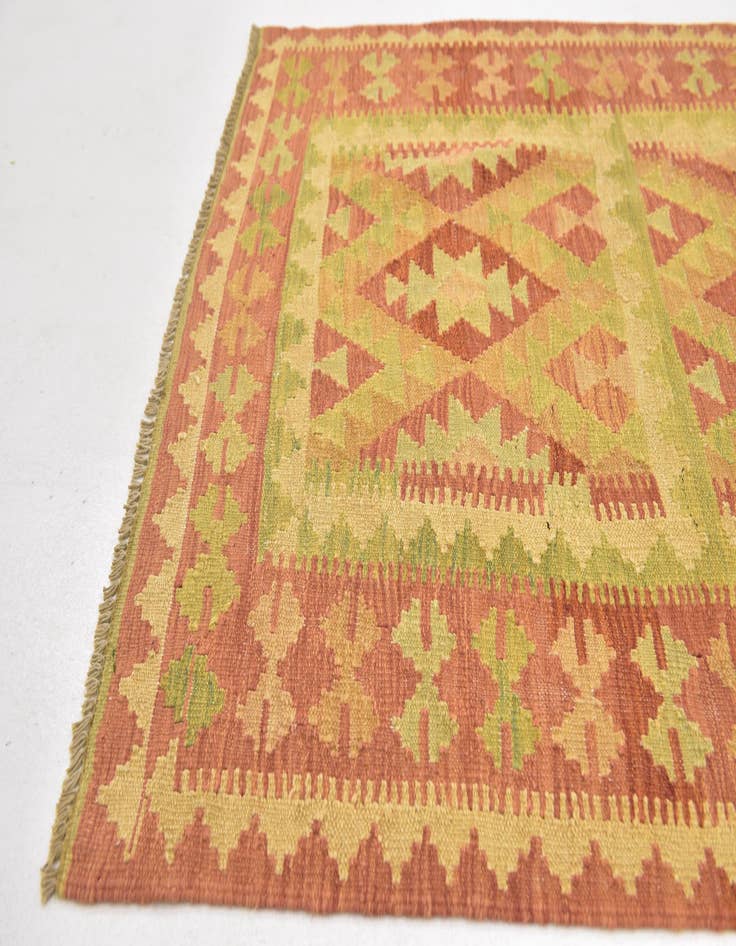 Detail image of  3' 4 x 5'  Hand Woven Kilim Waziri Wool Rug