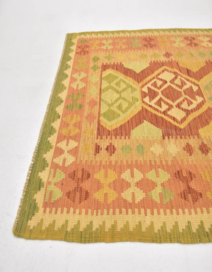 Detail image of  3' 3 x 5'  Hand Woven Kilim Waziri Wool Rug