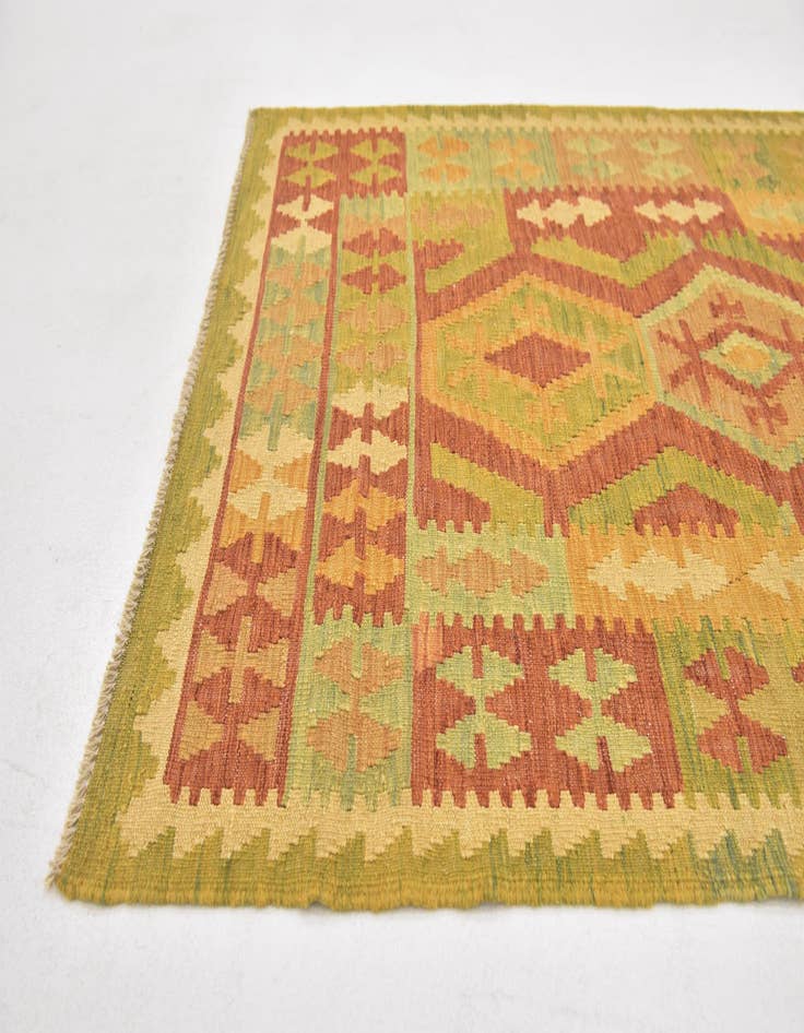 Detail image of  3' 2 x 5'  Hand Woven Kilim Waziri Wool Rug