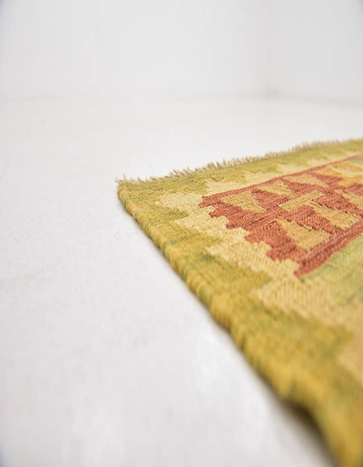 Detail image of  3' 2 x 5'  Hand Woven Kilim Waziri Wool Rug