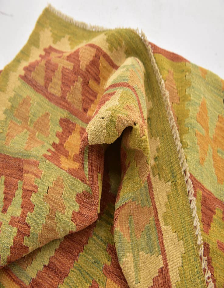 Detail image of  3' 2 x 5'  Hand Woven Kilim Waziri Wool Rug