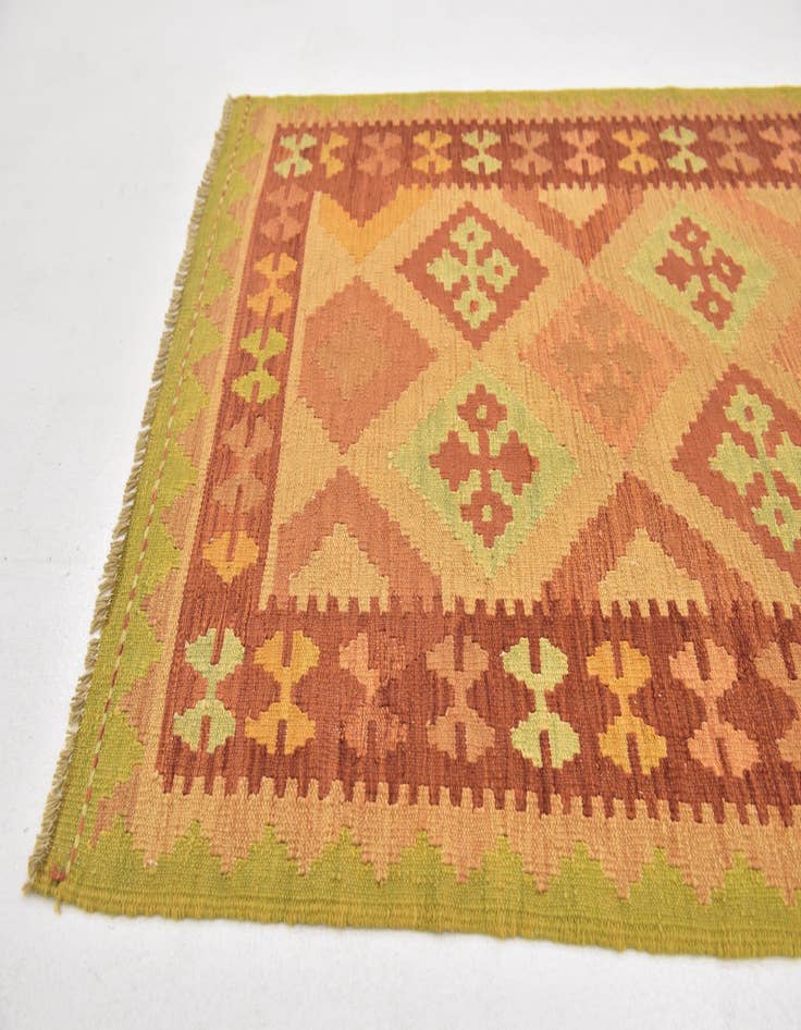 Detail image of  3' x 4' 10  Hand Woven Kilim Waziri Wool Rug