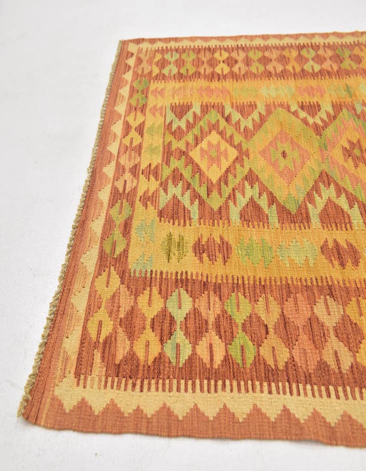 Detail image of  3' x 4' 10  Hand Woven Kilim Waziri Wool Rug