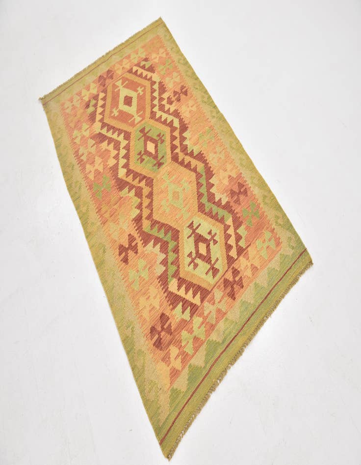 Detail image of  3' 3 x 5'  Hand Woven Kilim Waziri Wool Rug