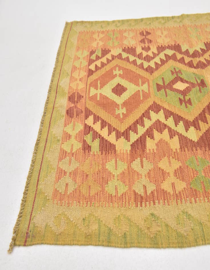 Detail image of  3' 3 x 5'  Hand Woven Kilim Waziri Wool Rug