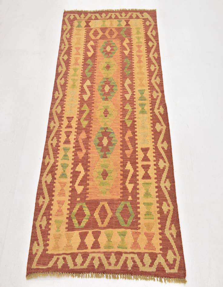 Detail image of  3' 2 x 4' 10  Hand Woven Kilim Waziri Wool Rug