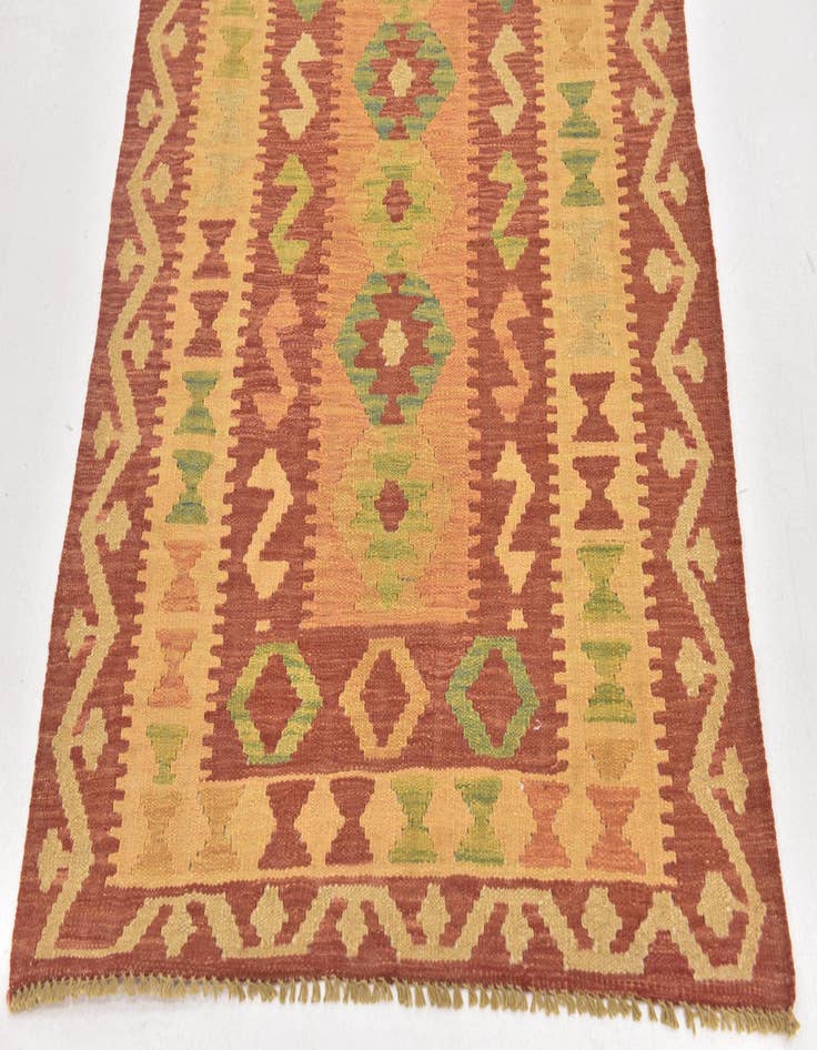 Detail image of  3' 2 x 4' 10  Hand Woven Kilim Waziri Wool Rug