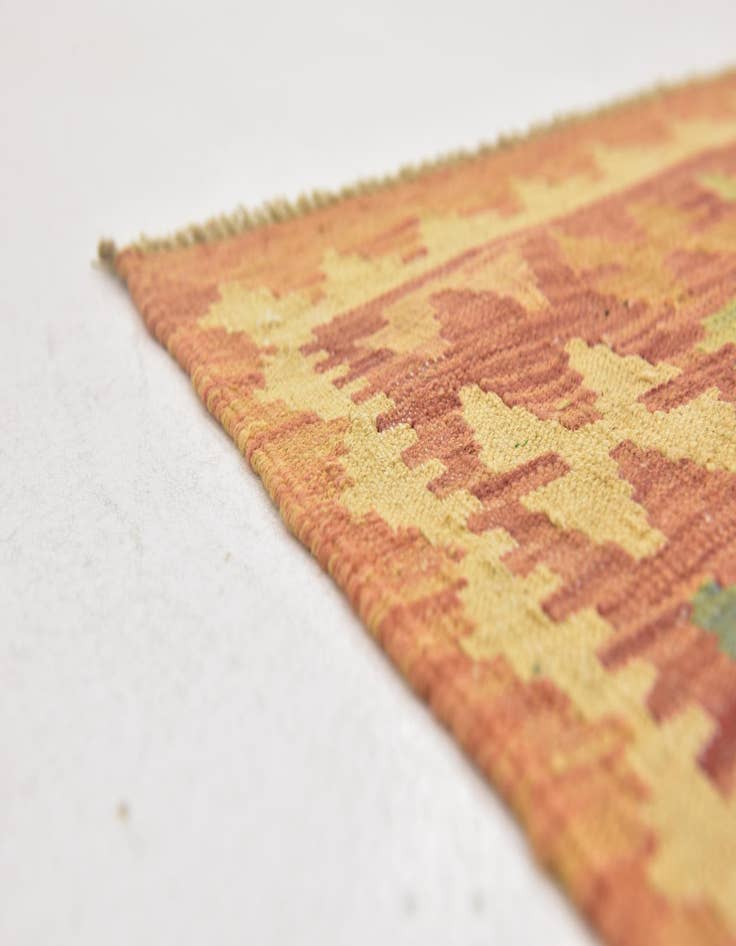 Detail image of  3' 2 x 5'  Hand Woven Kilim Waziri Wool Rug
