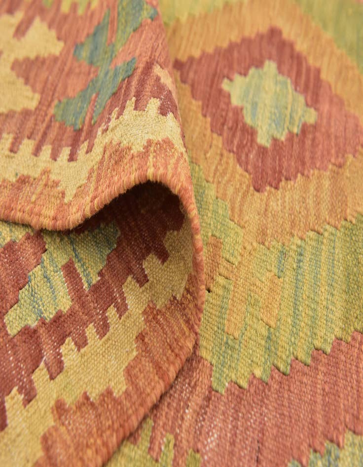 Detail image of  3' 2 x 5'  Hand Woven Kilim Waziri Wool Rug