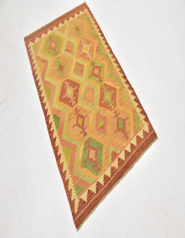 Detail image of  3' x 4' 10  Hand Woven Kilim Waziri Wool Rug