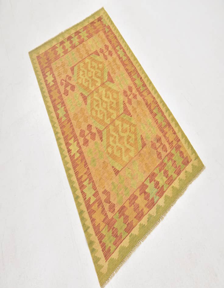 Detail image of  3' 2 x 5' 2  Hand Woven Kilim Waziri Wool Rug