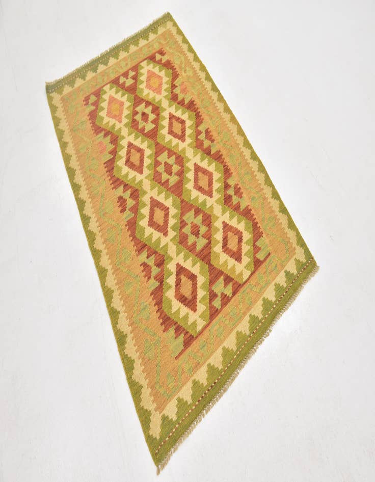 Detail image of  3' 2 x 4' 10  Hand Woven Kilim Waziri Wool Rug