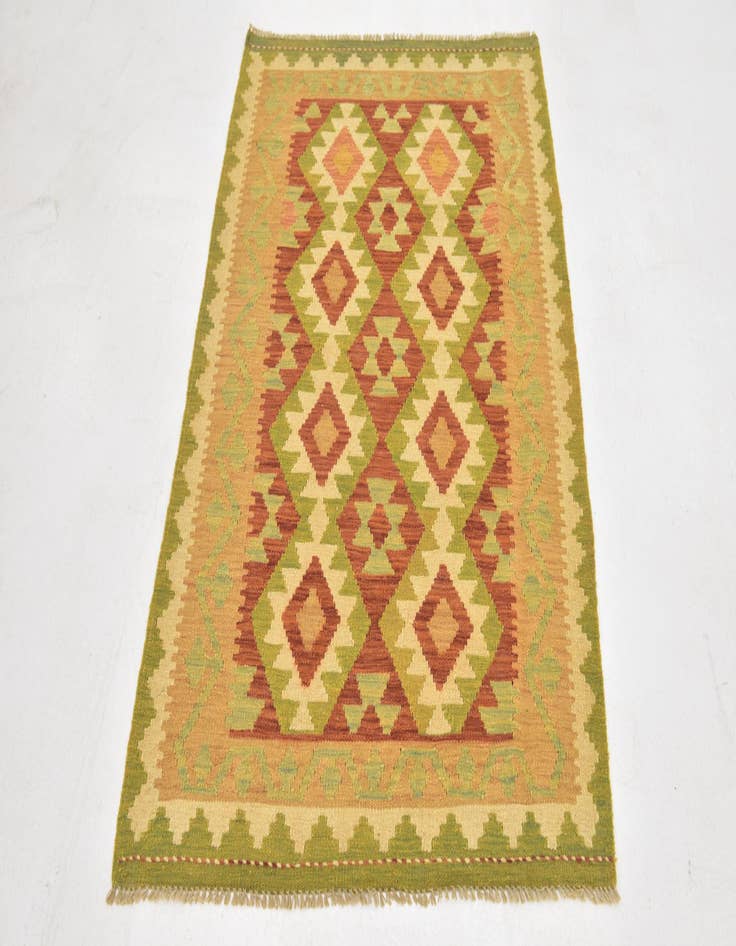 Detail image of  3' 2 x 4' 10  Hand Woven Kilim Waziri Wool Rug