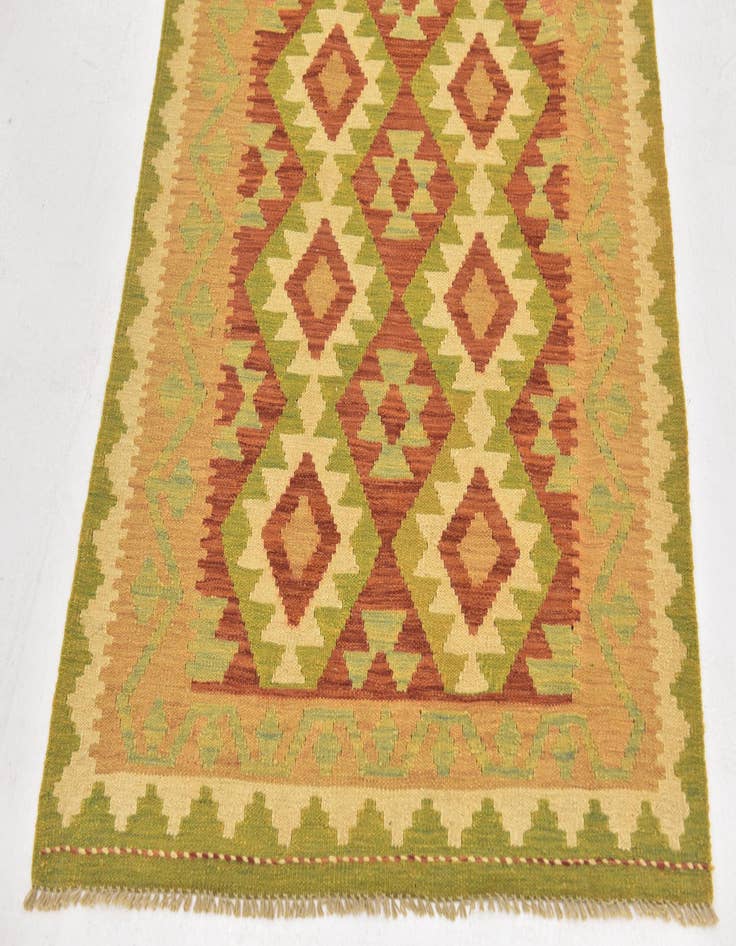 Detail image of  3' 2 x 4' 10  Hand Woven Kilim Waziri Wool Rug