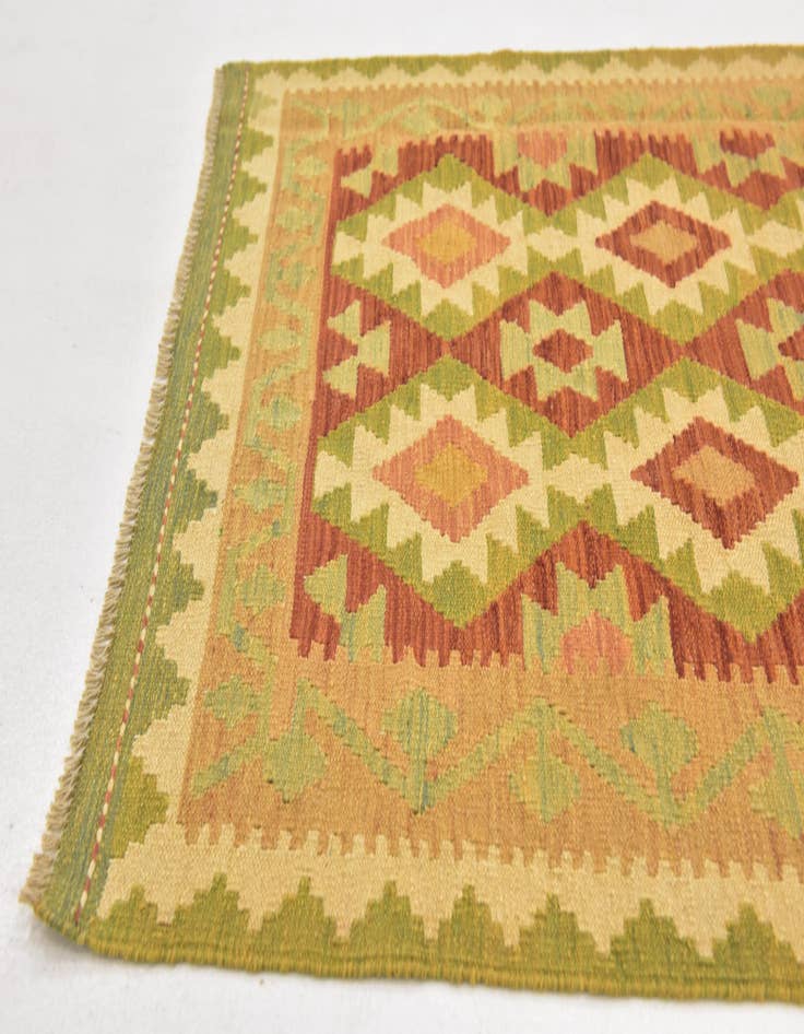 Detail image of  3' 2 x 4' 10  Hand Woven Kilim Waziri Wool Rug