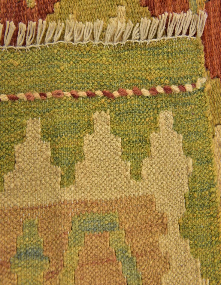 Detail image of  3' 2 x 4' 10  Hand Woven Kilim Waziri Wool Rug