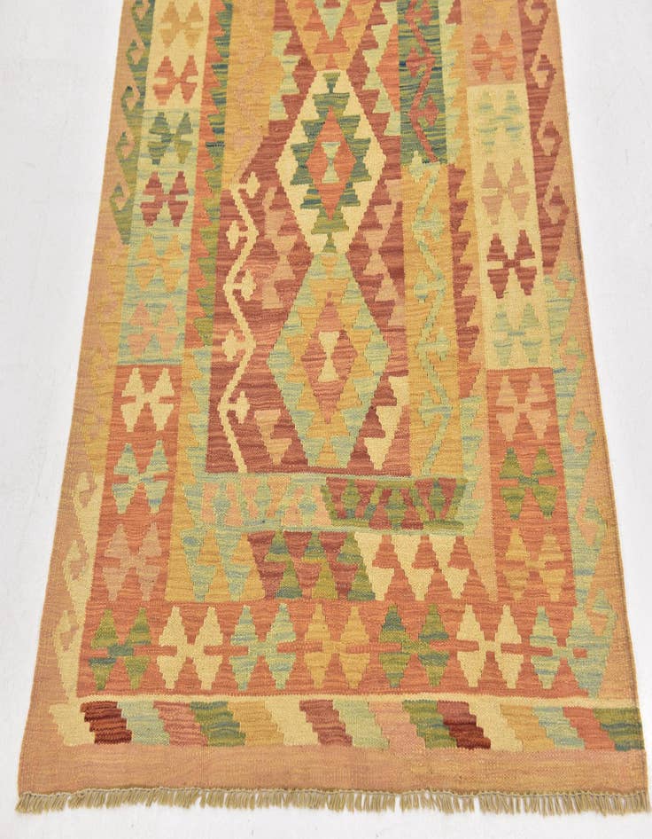 Detail image of  3' 2 x 4' 10  Hand Woven Kilim Waziri Wool Rug