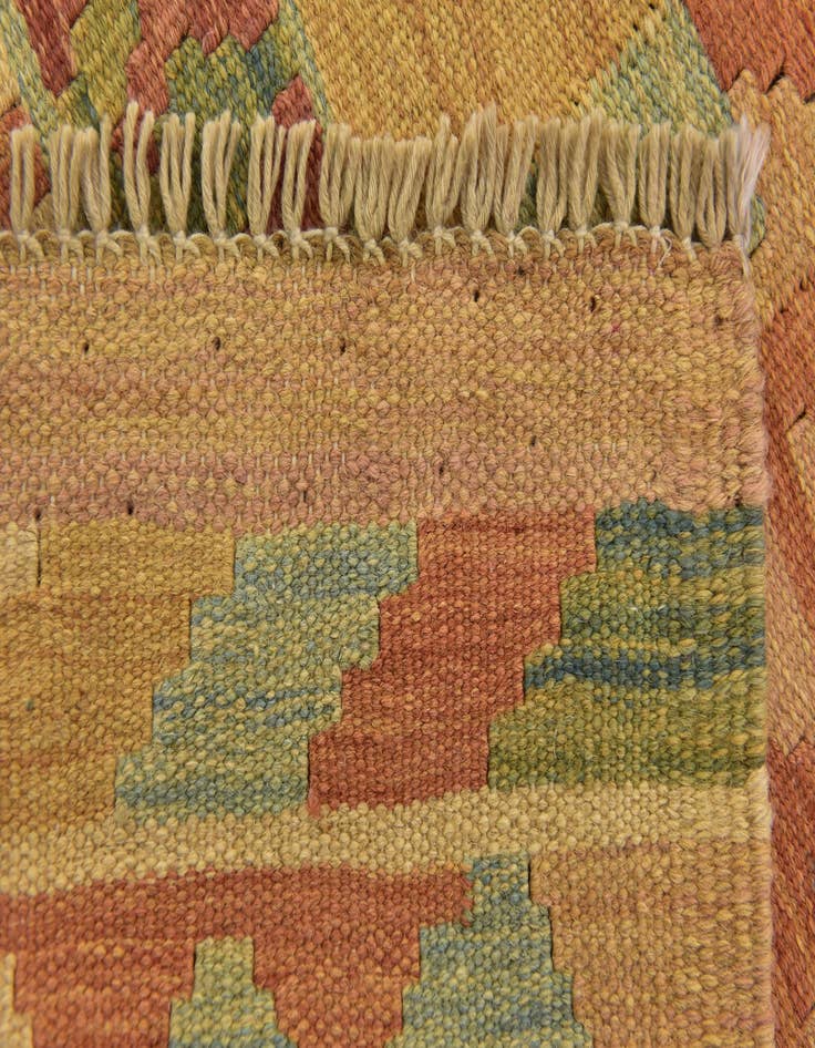 Detail image of  3' 2 x 4' 10  Hand Woven Kilim Waziri Wool Rug