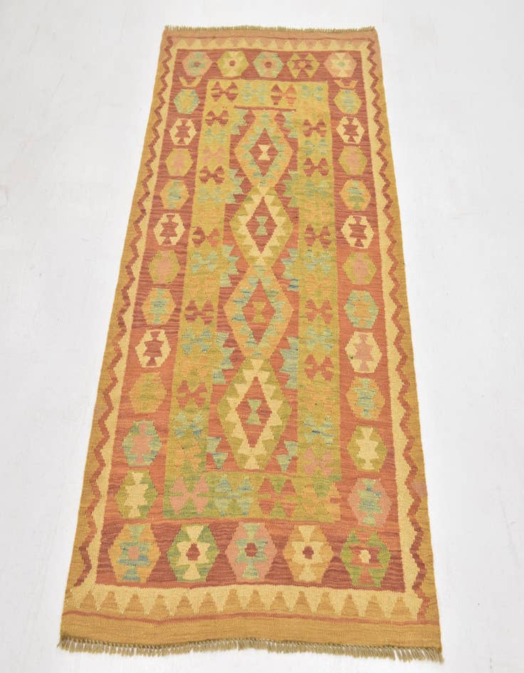 Detail image of  3' 2 x 5'  Hand Woven Kilim Waziri Wool Rug