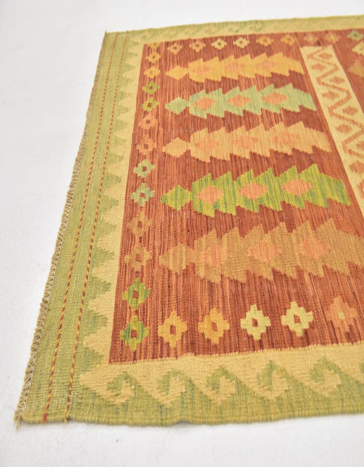 Detail image of  3' 3 x 5'  Hand Woven Kilim Waziri Wool Rug
