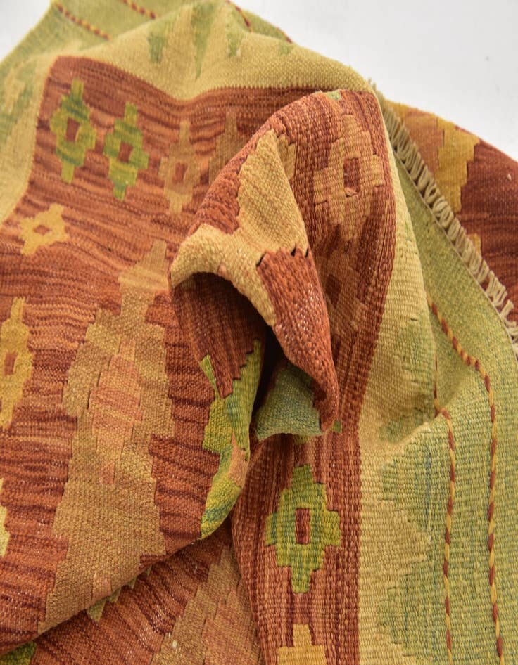 Detail image of  3' 3 x 5'  Hand Woven Kilim Waziri Wool Rug