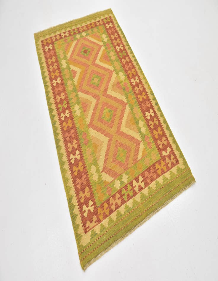 Detail image of  3' 2 x 5'  Hand Woven Kilim Waziri Wool Rug